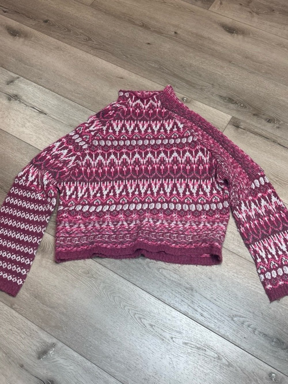 Steve Madden Pink Fair Isle Turtleneck Sweater